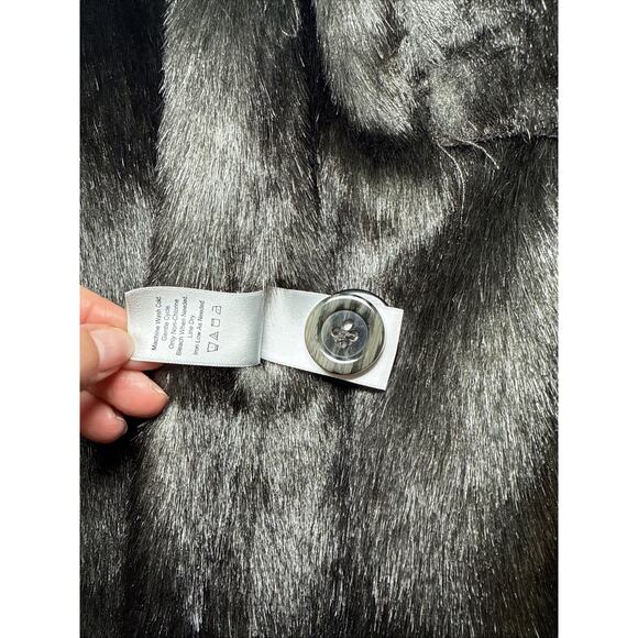 Coldwater Creek Womens XL Gray Metallic Shine Coat Button Up Faux Fur Lined NWOT - Picture 11 of 16